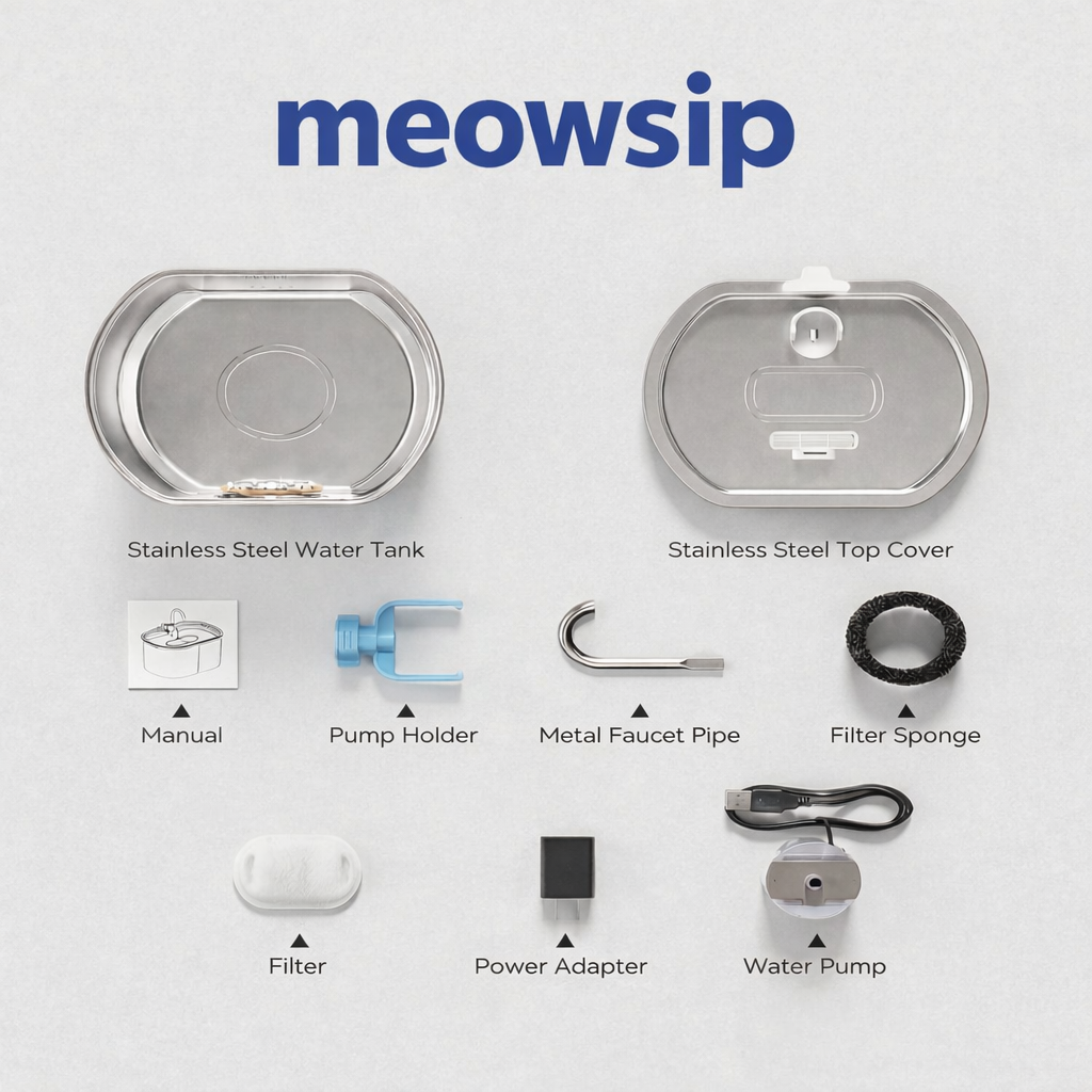 meowsip Stainless Steel Water Fountain