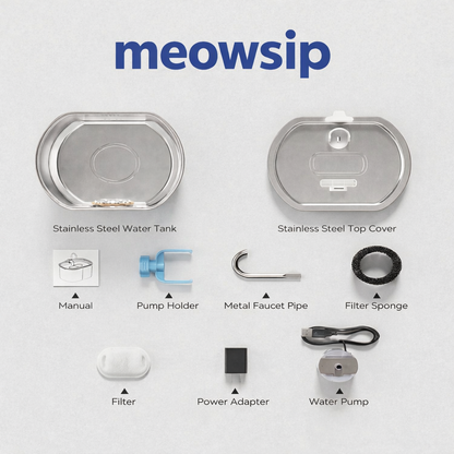 meowsip Stainless Steel Water Fountain