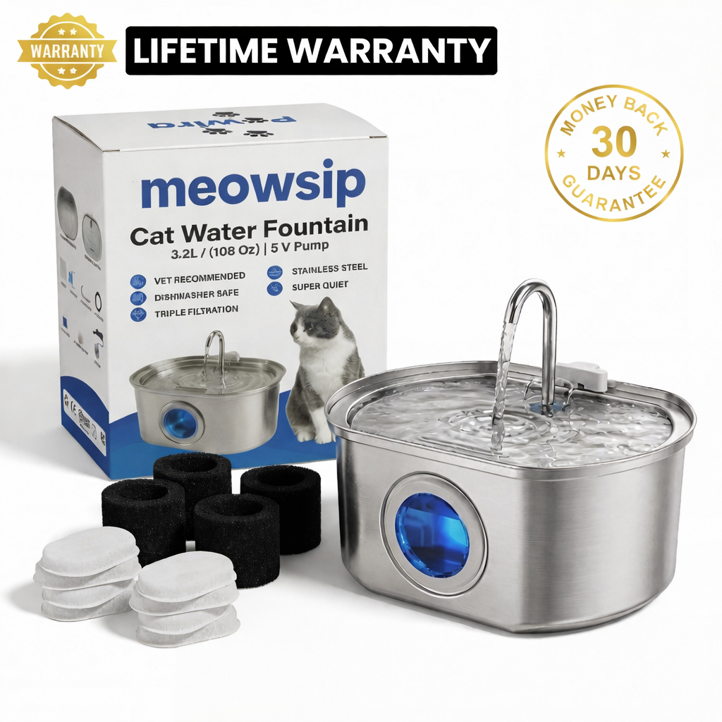 meowsip Stainless Steel Water Fountain