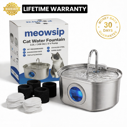 meowsip Stainless Steel Water Fountain